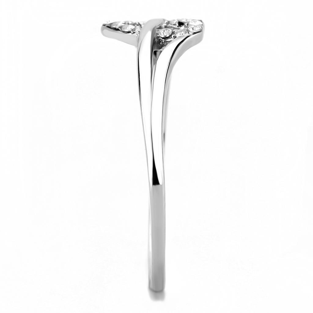 Rings for Women Arrowed Heart Stainless Steel Ring with AAA Grade CZ in Clear - Jewelry Store by Erik Rayo