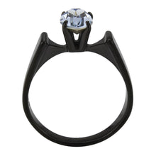 Load image into Gallery viewer, Womens Ring Bat Man Vampire Black Stainless Steel Ring with Top Grade Crystal in Aquamarine - Jewelry Store by Erik Rayo
