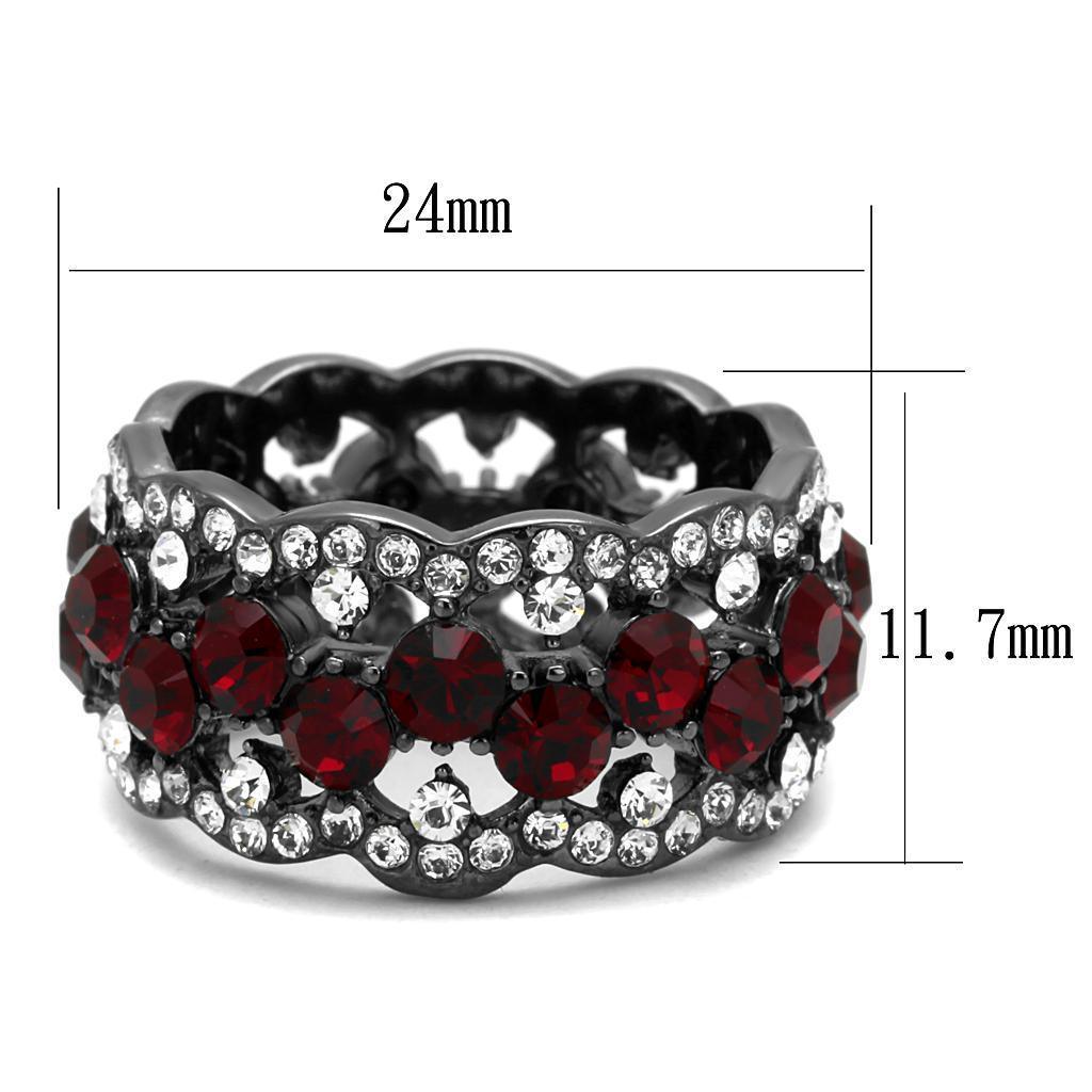 Black Rings for Women Red Stainless Steel Ring with Top Grade Crystal in Siam - Jewelry Store by Erik Rayo