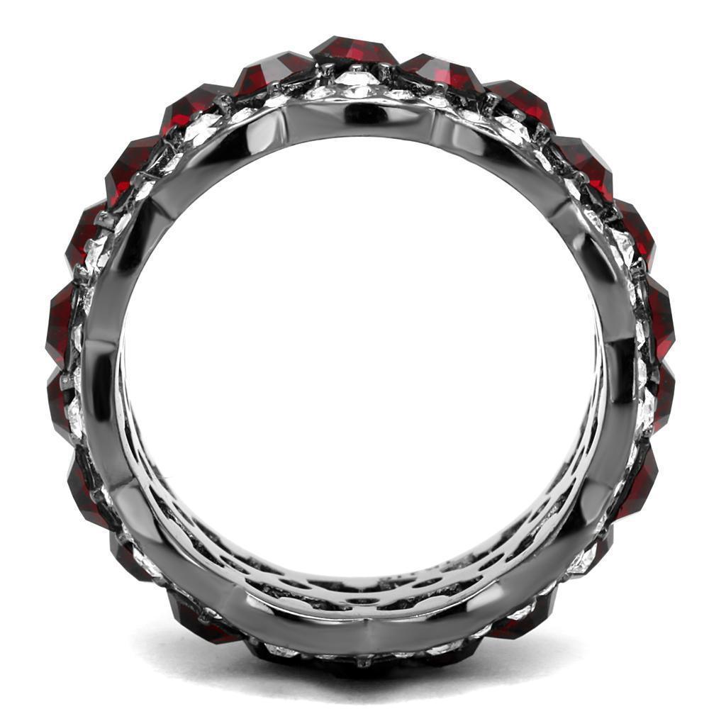Black Rings for Women Red Stainless Steel Ring with Top Grade Crystal in Siam - Jewelry Store by Erik Rayo