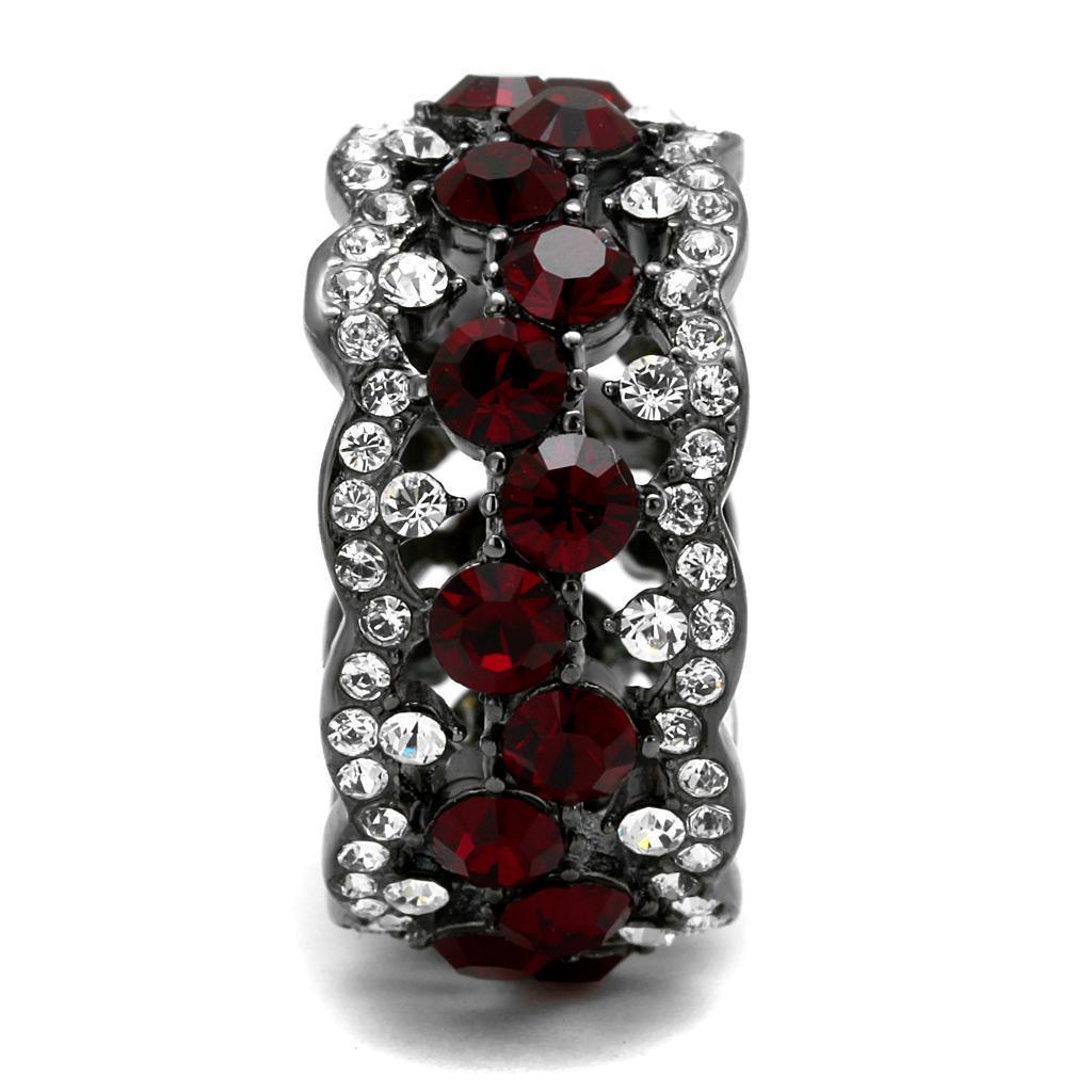 Black Rings for Women Red Stainless Steel Ring with Top Grade Crystal in Siam - Jewelry Store by Erik Rayo