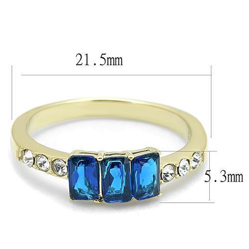 Rings for Women Blue Triple Stone Steel Ring with Synthetic Synthetic Glass in Montana - Jewelry Store by Erik Rayo