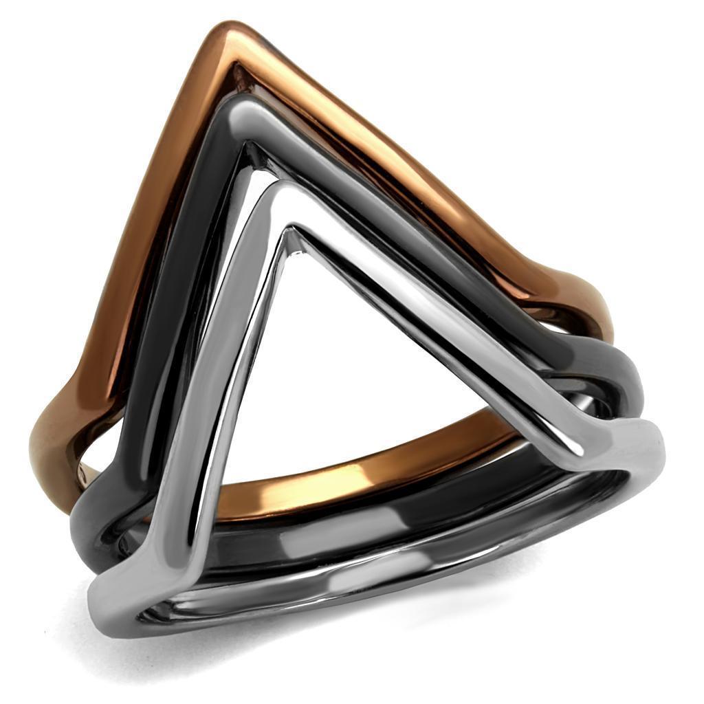 Womens Ring Brown Silver Black Tri Color Anillo Para Mujer 316L Stainless Steel Ring with No Stone - Jewelry Store by Erik Rayo