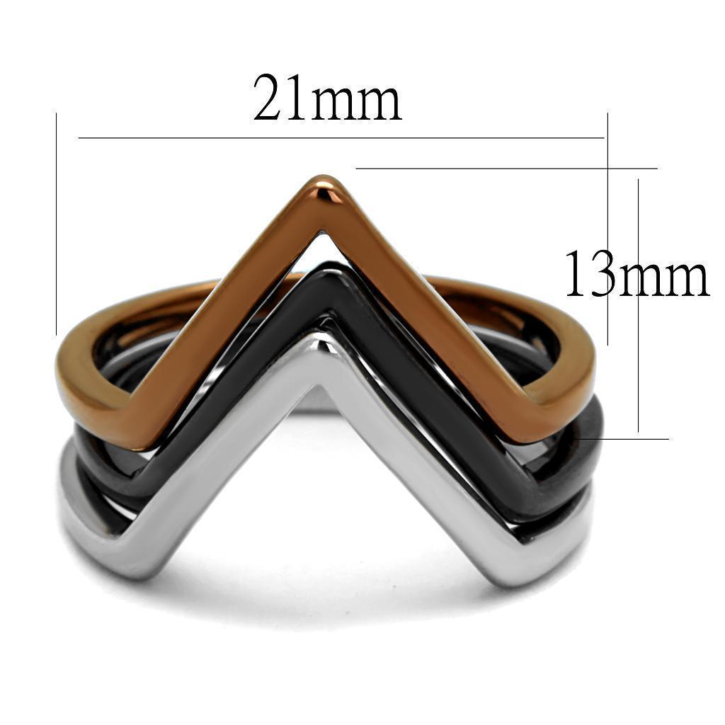 Womens Ring Brown Silver Black Tri Color Anillo Para Mujer 316L Stainless Steel Ring with No Stone - Jewelry Store by Erik Rayo