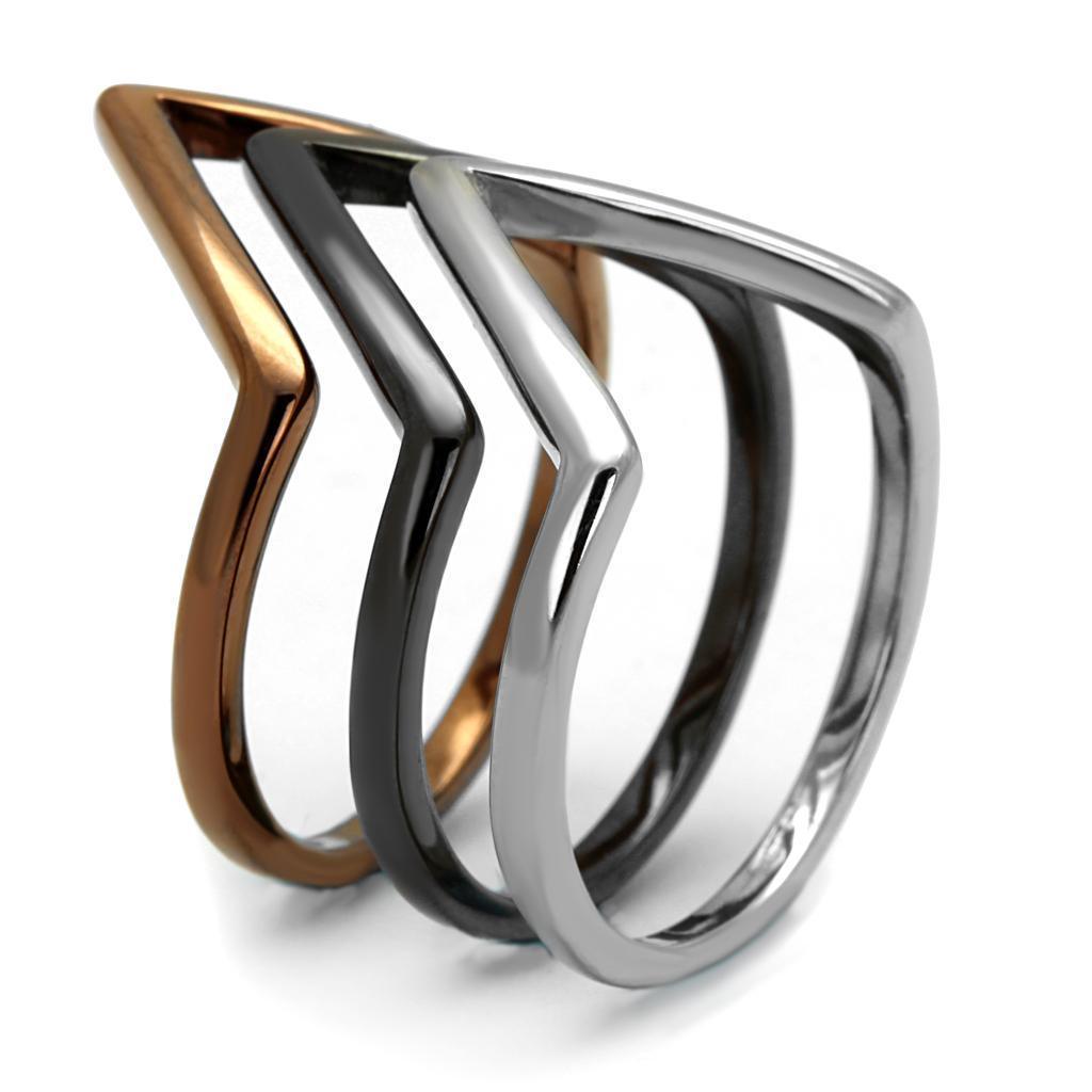 Womens Ring Brown Silver Black Tri Color Anillo Para Mujer 316L Stainless Steel Ring with No Stone - Jewelry Store by Erik Rayo