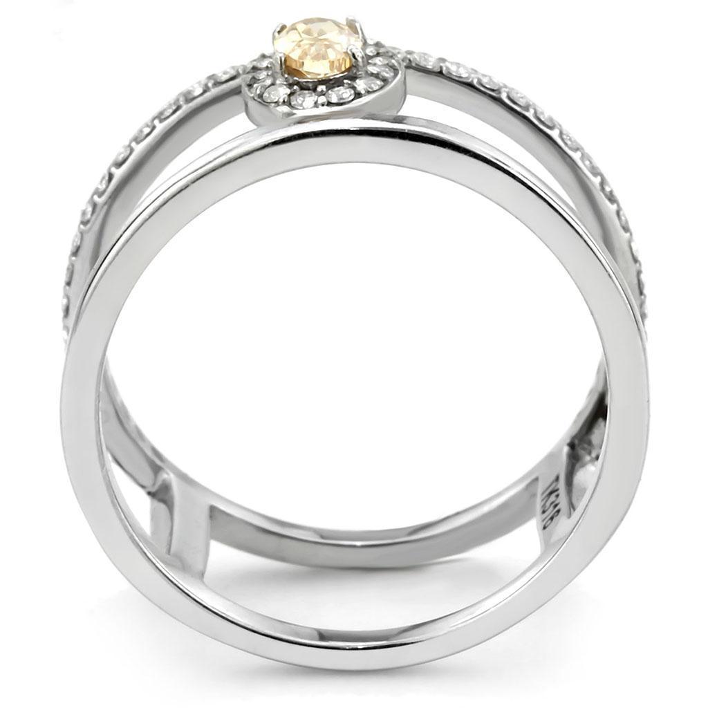 Rings for Women Champagne Color Stainless Steel Ring with AAA Grade CZ - Jewelry Store by Erik Rayo