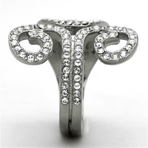Rings for Women Clear Cz Stainless Steel Engagement Wide Band Swirl Party Cocktail Ring - Jewelry Store by Erik Rayo