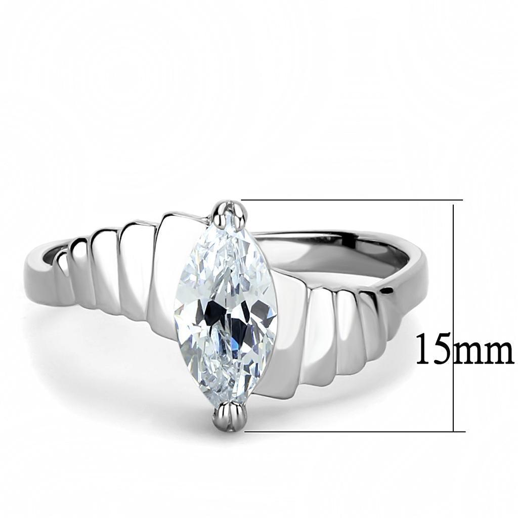 Rings for Women Clear Marquise Stainless Steel Ring with AAA Grade CZ in Clear - Jewelry Store by Erik Rayo