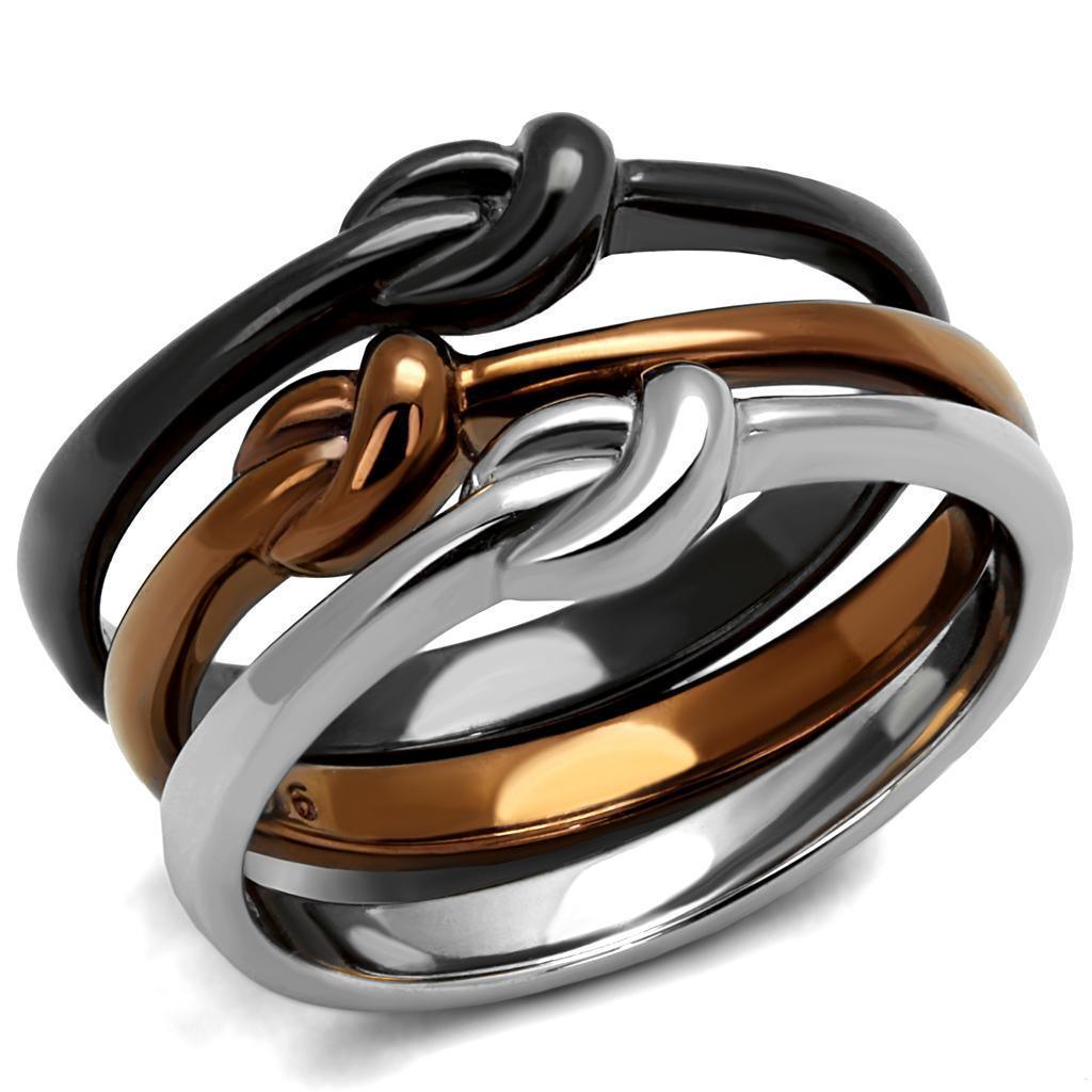 Rings for Women Coffee Black Silver Rope Knot 3 rings in 1 Stainless Steel Ring with No Stone - Jewelry Store by Erik Rayo