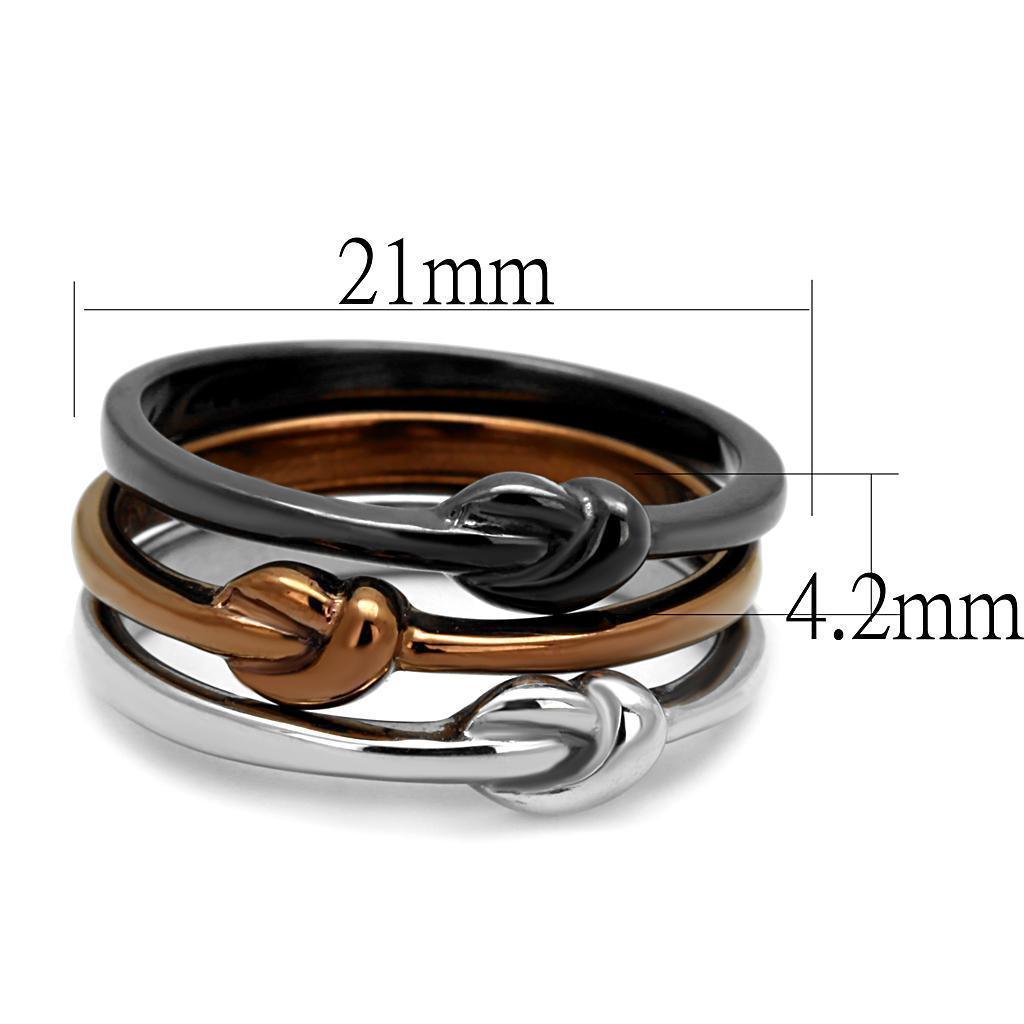 Rings for Women Coffee Black Silver Rope Knot 3 rings in 1 Stainless Steel Ring with No Stone - Jewelry Store by Erik Rayo