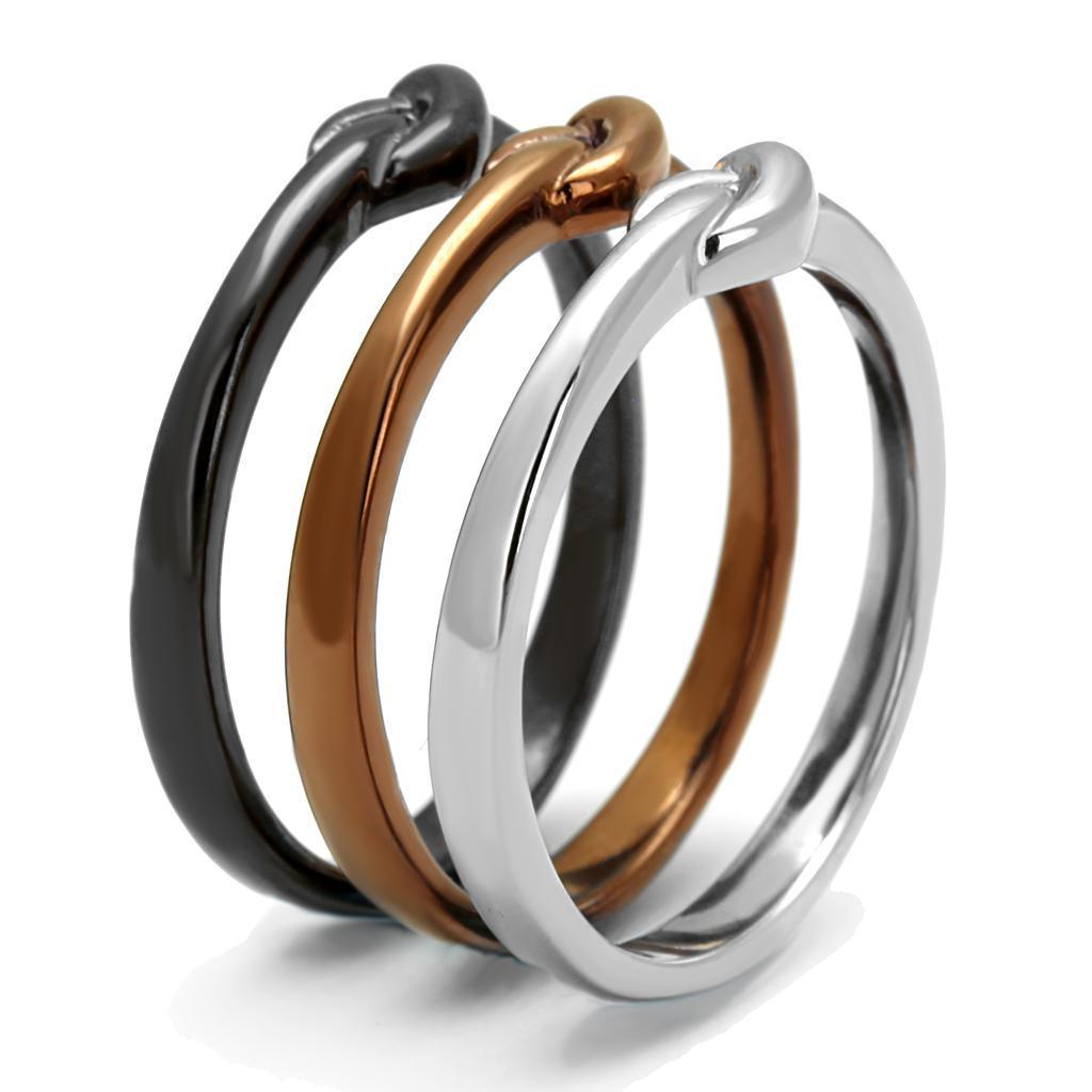Rings for Women Coffee Black Silver Rope Knot 3 rings in 1 Stainless Steel Ring with No Stone - Jewelry Store by Erik Rayo