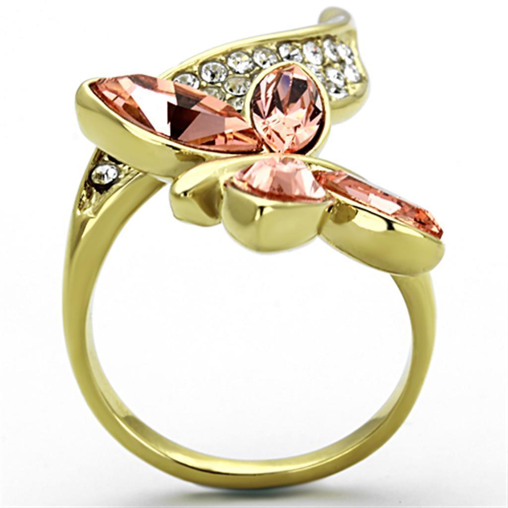 Rings for Women Crystal in Light Peach Stainless Steel Ring with Top Grade - Jewelry Store by Erik Rayo