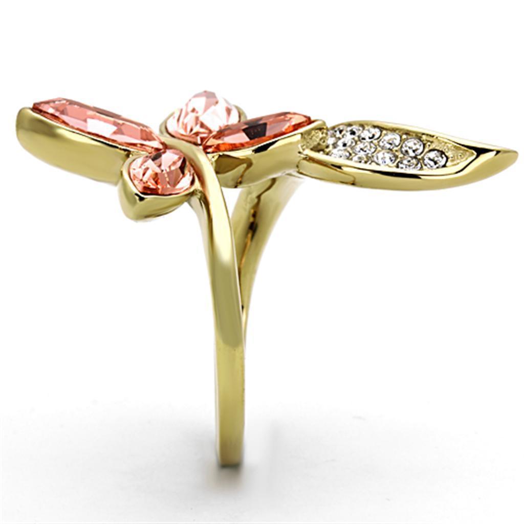 Rings for Women Crystal in Light Peach Stainless Steel Ring with Top Grade - Jewelry Store by Erik Rayo