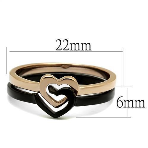 Womens Ring Hearts Rose Gold Black Anillo Para Mujer 316L Stainless Steel Ring with No Stone - Jewelry Store by Erik Rayo