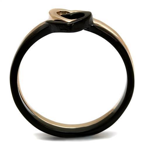 Womens Ring Hearts Rose Gold Black Anillo Para Mujer 316L Stainless Steel Ring with No Stone - Jewelry Store by Erik Rayo
