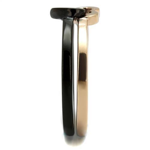 Womens Ring Hearts Rose Gold Black Anillo Para Mujer 316L Stainless Steel Ring with No Stone - Jewelry Store by Erik Rayo