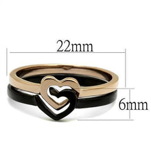 Load image into Gallery viewer, Womens Ring Dual Hearts Rose Gold Black Anillo Para Mujer Stainless Steel Ring with No Stone - Jewelry Store by Erik Rayo
