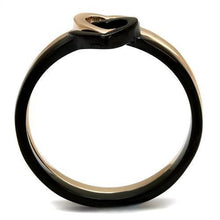 Load image into Gallery viewer, Womens Ring Dual Hearts Rose Gold Black Anillo Para Mujer Stainless Steel Ring with No Stone - Jewelry Store by Erik Rayo
