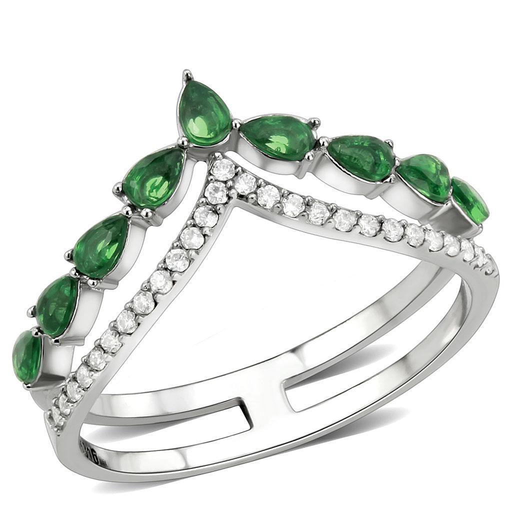Rings for Women Emerald Green Mountain Peak Stainless Steel Ring - Jewelry Store by Erik Rayo