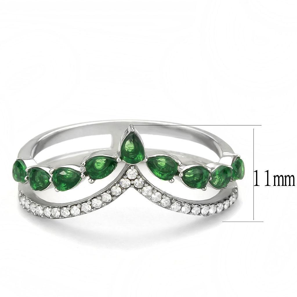 Rings for Women Emerald Green Mountain Peak Stainless Steel Ring - Jewelry Store by Erik Rayo