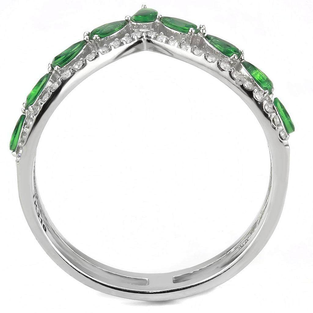 Rings for Women Emerald Green Mountain Peak Stainless Steel Ring - Jewelry Store by Erik Rayo