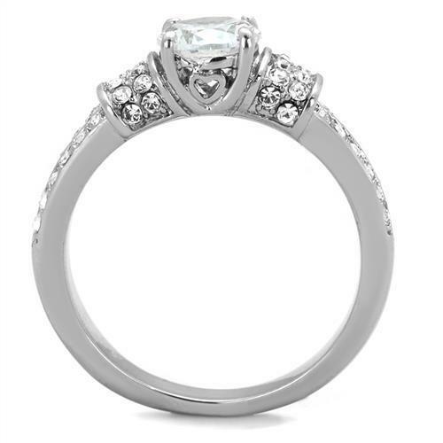 Rings for Women Engagement Ring Band Round Cut 1.75 Ct CZ Stainless Steel - Jewelry Store by Erik Rayo