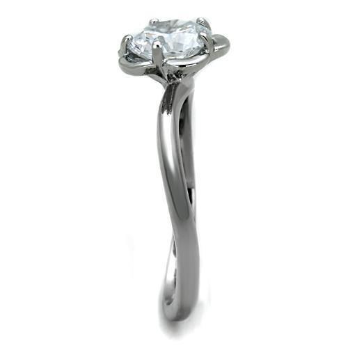 Rings for Women Flower Stainless Steel Ring with AAA Grade CZ in Clear - Jewelry Store by Erik Rayo