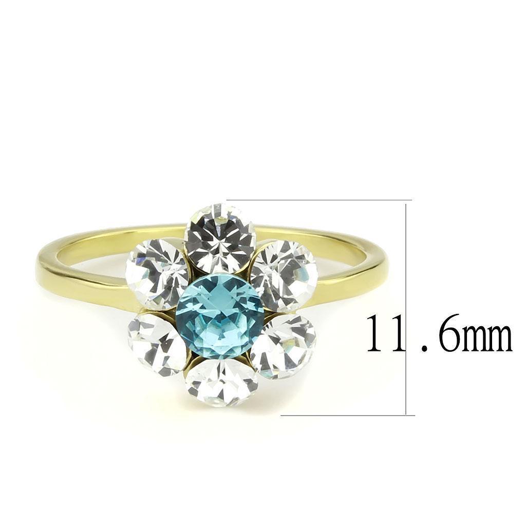 Rings for Women Flower Style Sea Blue Stainless Steel - Jewelry Store by Erik Rayo