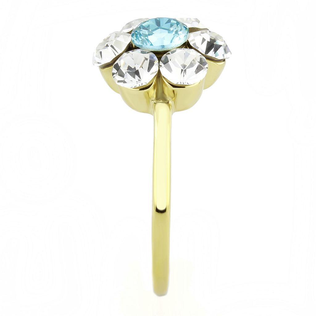 Rings for Women Flower Style Sea Blue Stainless Steel - Jewelry Store by Erik Rayo