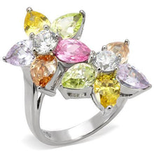 Load image into Gallery viewer, Womens Ring Flowers Multi Color Tear Drop Round Cuts Stainless Steel, AAA CZ - Jewelry Store by Erik Rayo
