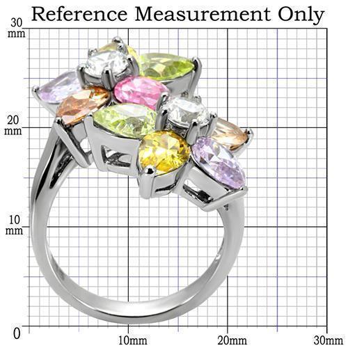 Rings for Women Flowers Multi Color Tear Drop Round Cuts Stainless Steel, AAA CZ - Jewelry Store by Erik Rayo