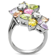 Load image into Gallery viewer, Womens Ring Flowers Multi Color Tear Drop Round Cuts Stainless Steel, AAA CZ - Jewelry Store by Erik Rayo
