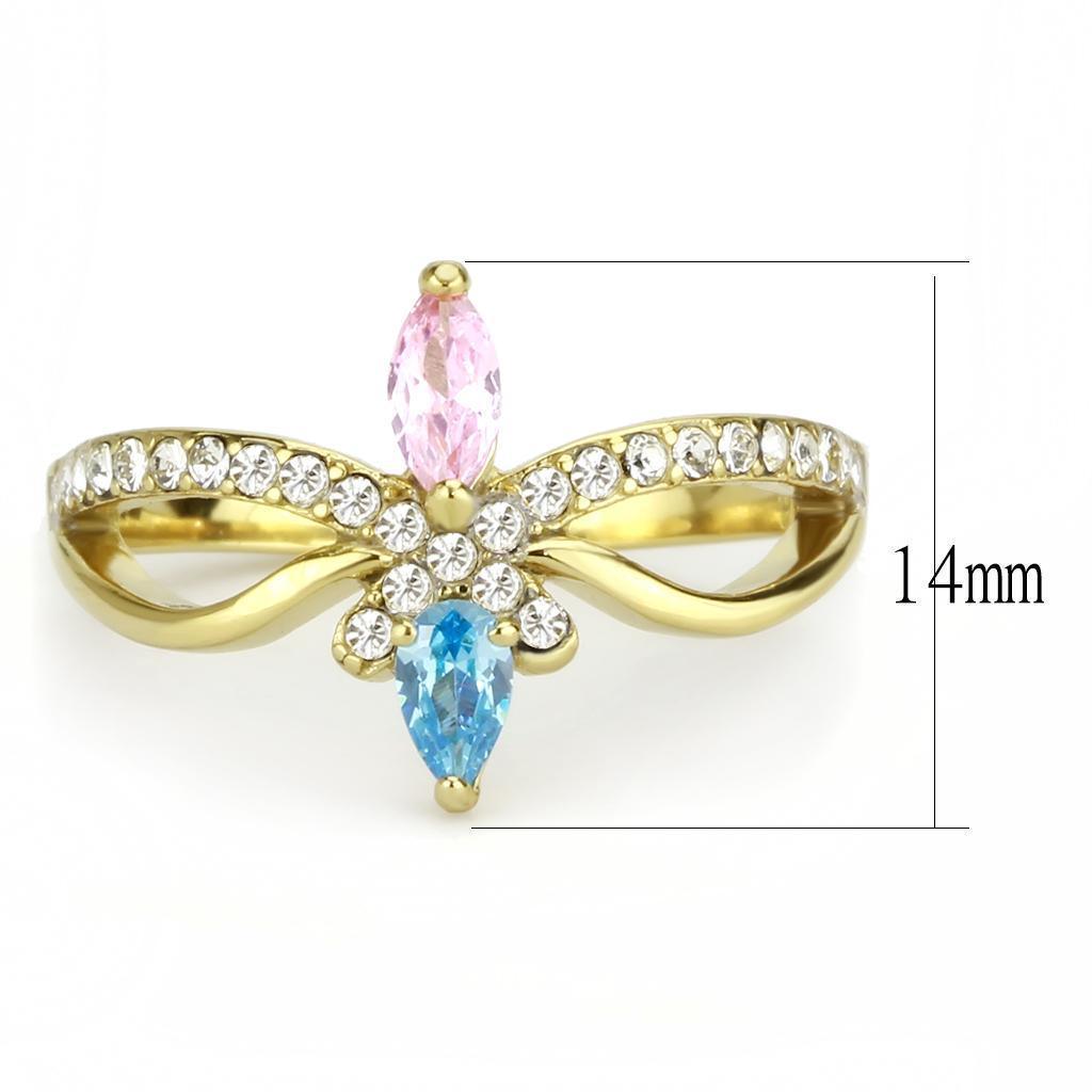 Gold Rings for Women Blue Pink Marquise Tear Drop Stainless Steel Ring with AAA Grade CZ in Multi Color - Jewelry Store by Erik Rayo
