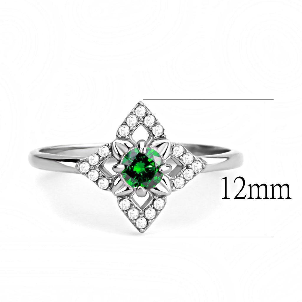 Rings for Women Green Emerald Stainless Steel Ring with AAA Grade CZ - Jewelry Store by Erik Rayo