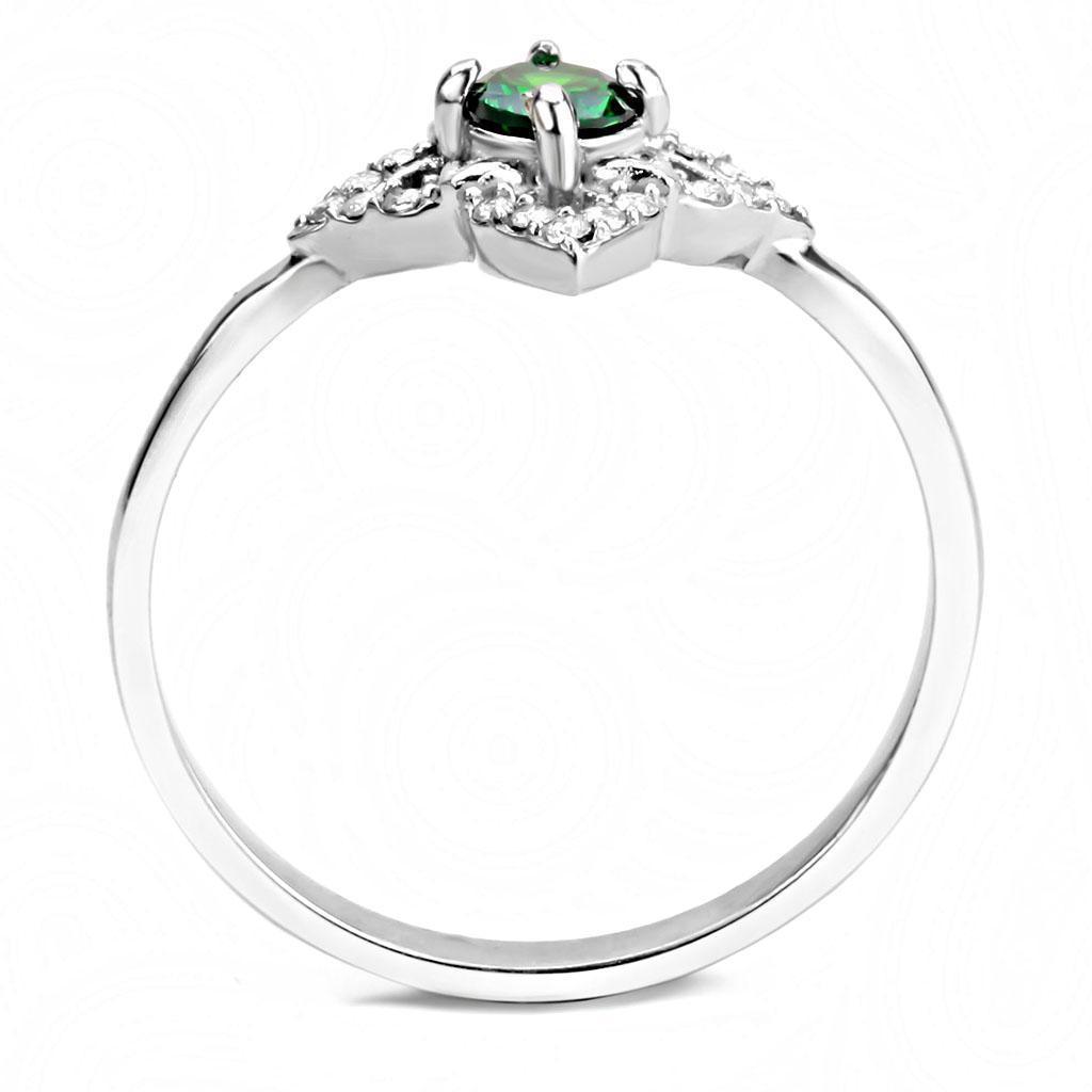 Rings for Women Green Emerald Stainless Steel Ring with AAA Grade CZ - Jewelry Store by Erik Rayo