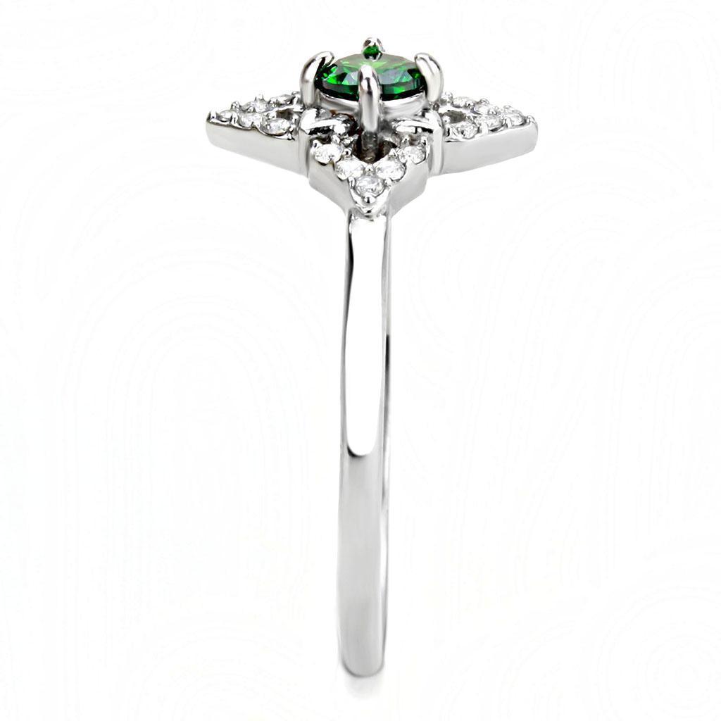 Rings for Women Green Emerald Stainless Steel Ring with AAA Grade CZ - Jewelry Store by Erik Rayo