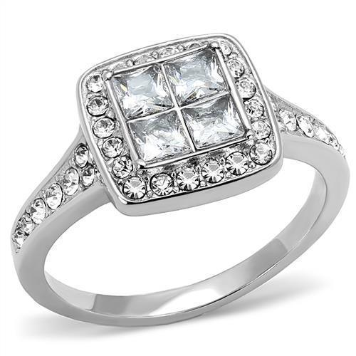 Rings for Women Half to Diamond CZ Stainless Steel Ring with AAA Grade - Jewelry Store by Erik Rayo