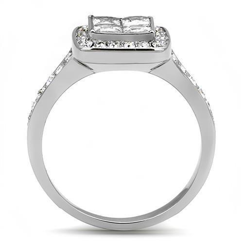 Rings for Women Half to Diamond CZ Stainless Steel Ring with AAA Grade - Jewelry Store by Erik Rayo
