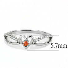 Load image into Gallery viewer, Womens Ring Heart Orange CZ Stainless Steel Ring with AAA Grade - Jewelry Store by Erik Rayo
