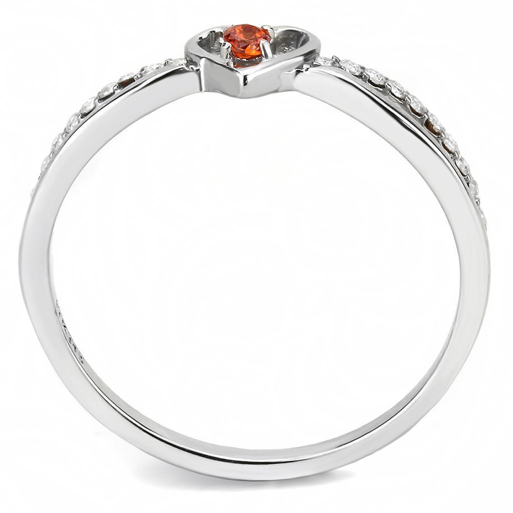 Rings for Women Heart Orange CZ Stainless Steel Ring with AAA Grade - Jewelry Store by Erik Rayo