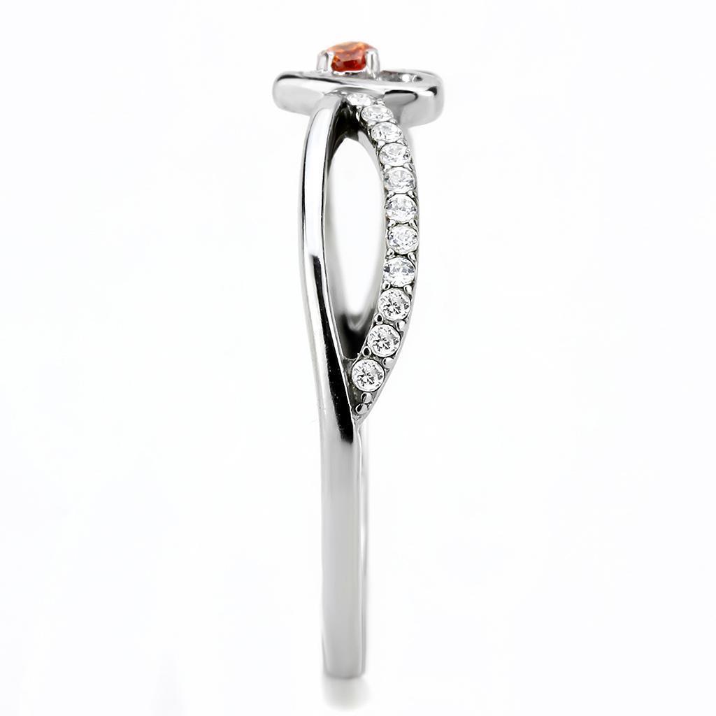 Rings for Women Heart Orange CZ Stainless Steel Ring with AAA Grade - Jewelry Store by Erik Rayo