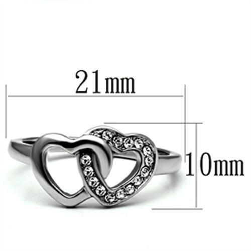 Rings for Women Hearts Stainless Steel Ring with Top Grade Crystal in Clear - Jewelry Store by Erik Rayo