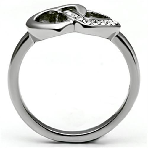 Rings for Women Hearts Stainless Steel Ring with Top Grade Crystal in Clear - Jewelry Store by Erik Rayo