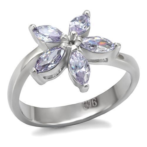 Rings for Women Light Amethyst Stainless Steel Ring with AAA Grade CZ - Jewelry Store by Erik Rayo