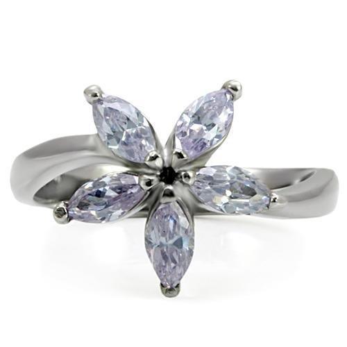 Rings for Women Light Amethyst Stainless Steel Ring with AAA Grade CZ - Jewelry Store by Erik Rayo