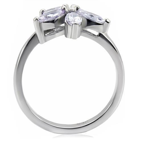 Rings for Women Light Amethyst Stainless Steel Ring with AAA Grade CZ - Jewelry Store by Erik Rayo