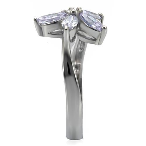 Rings for Women Light Amethyst Stainless Steel Ring with AAA Grade CZ - Jewelry Store by Erik Rayo