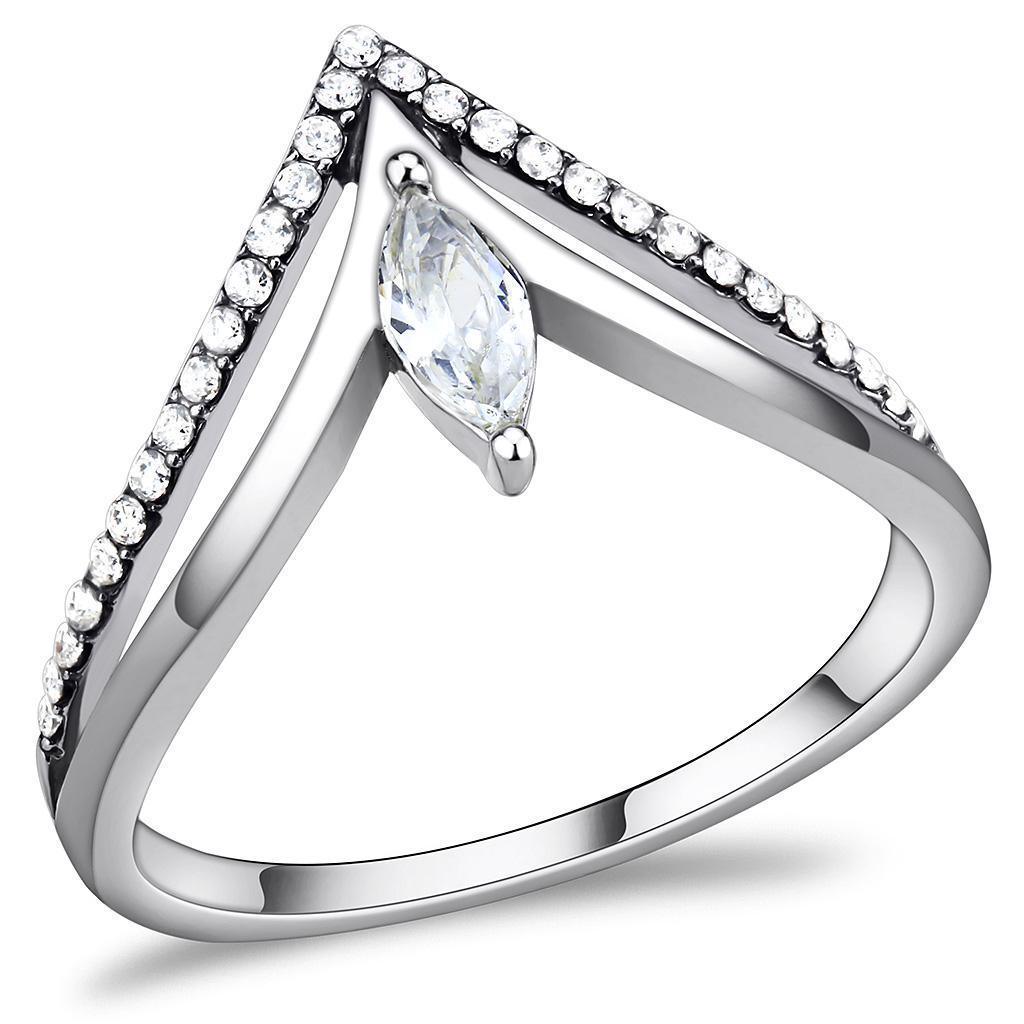Rings for Women Mountain Peak Marquise Stainless Steel with AAA Grade CZ in Clear - Jewelry Store by Erik Rayo