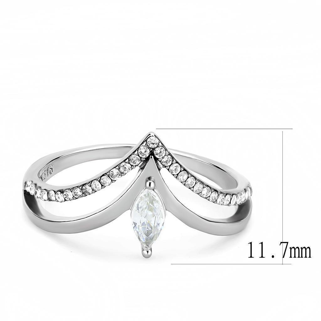 Rings for Women Mountain Peak Marquise Stainless Steel with AAA Grade CZ in Clear - Jewelry Store by Erik Rayo