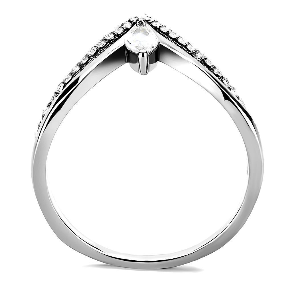 Rings for Women Mountain Peak Marquise Stainless Steel with AAA Grade CZ in Clear - Jewelry Store by Erik Rayo